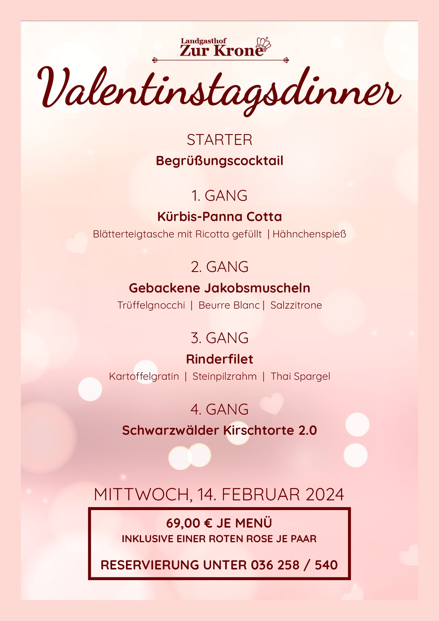 Valentinstag 2024 im Landgasthof Zur Krone