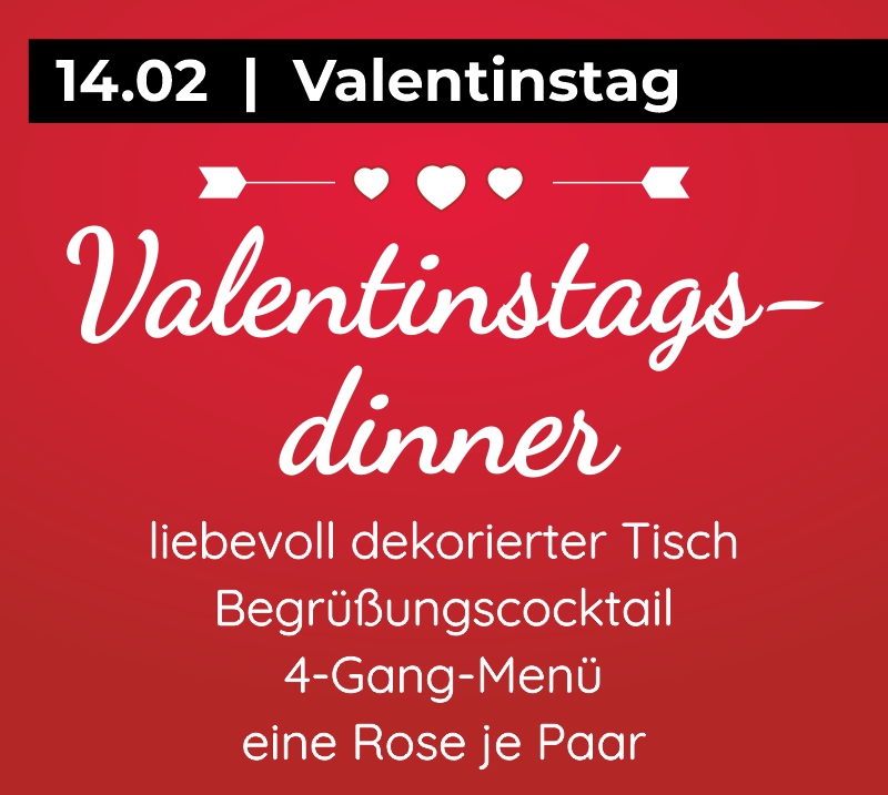Valentinstags-Dinner am 14.02.2026 im Landgasthof zur Krone
